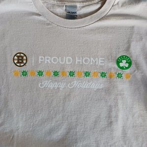 T Shirt Boston Bruins Celtics TD Garden Proud Home Happy Holidays Size 2XL XXL